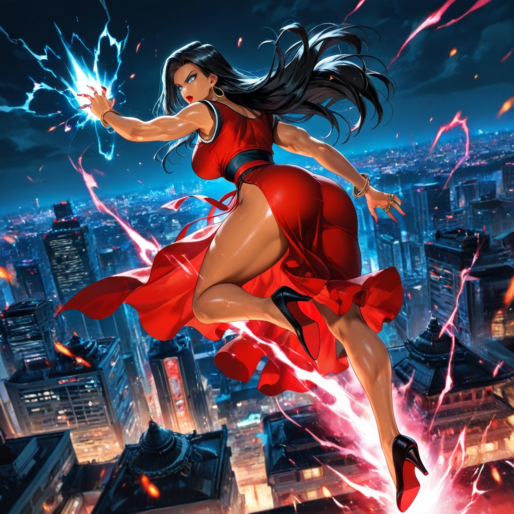 Blue Eyes, Sparks Of Blue Electricity Everywhere Around Body Wildly, Chinese Hanfu Hentai AI Porn