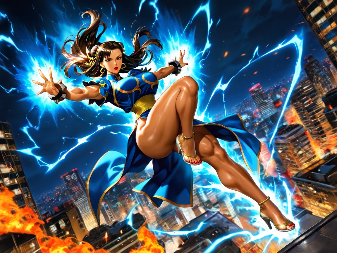 Action Pose, City, Perfect Tits Hentai AI Porn