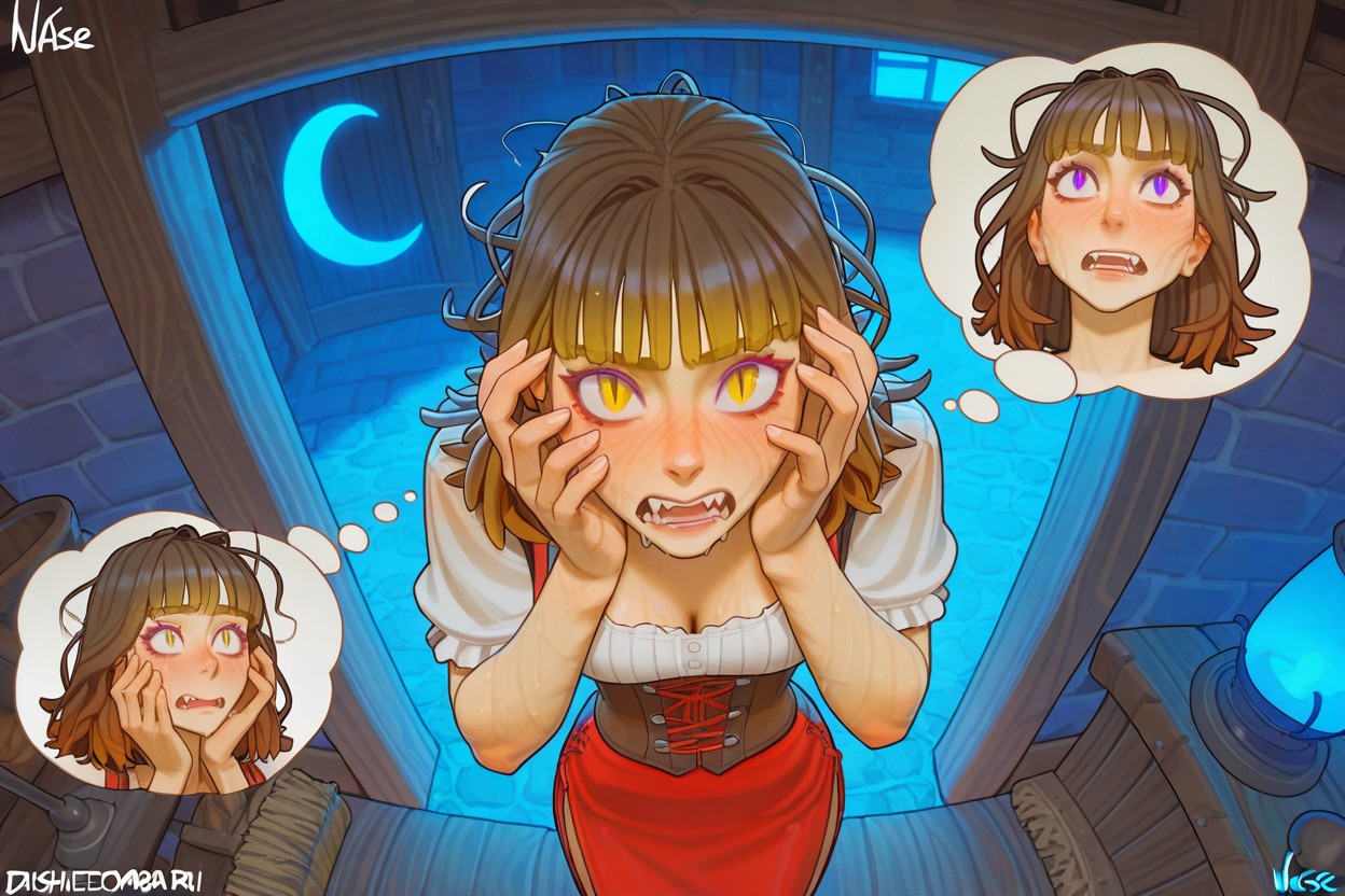 Gold Eyes, Human, Under Blue Light Hentai AI Porn