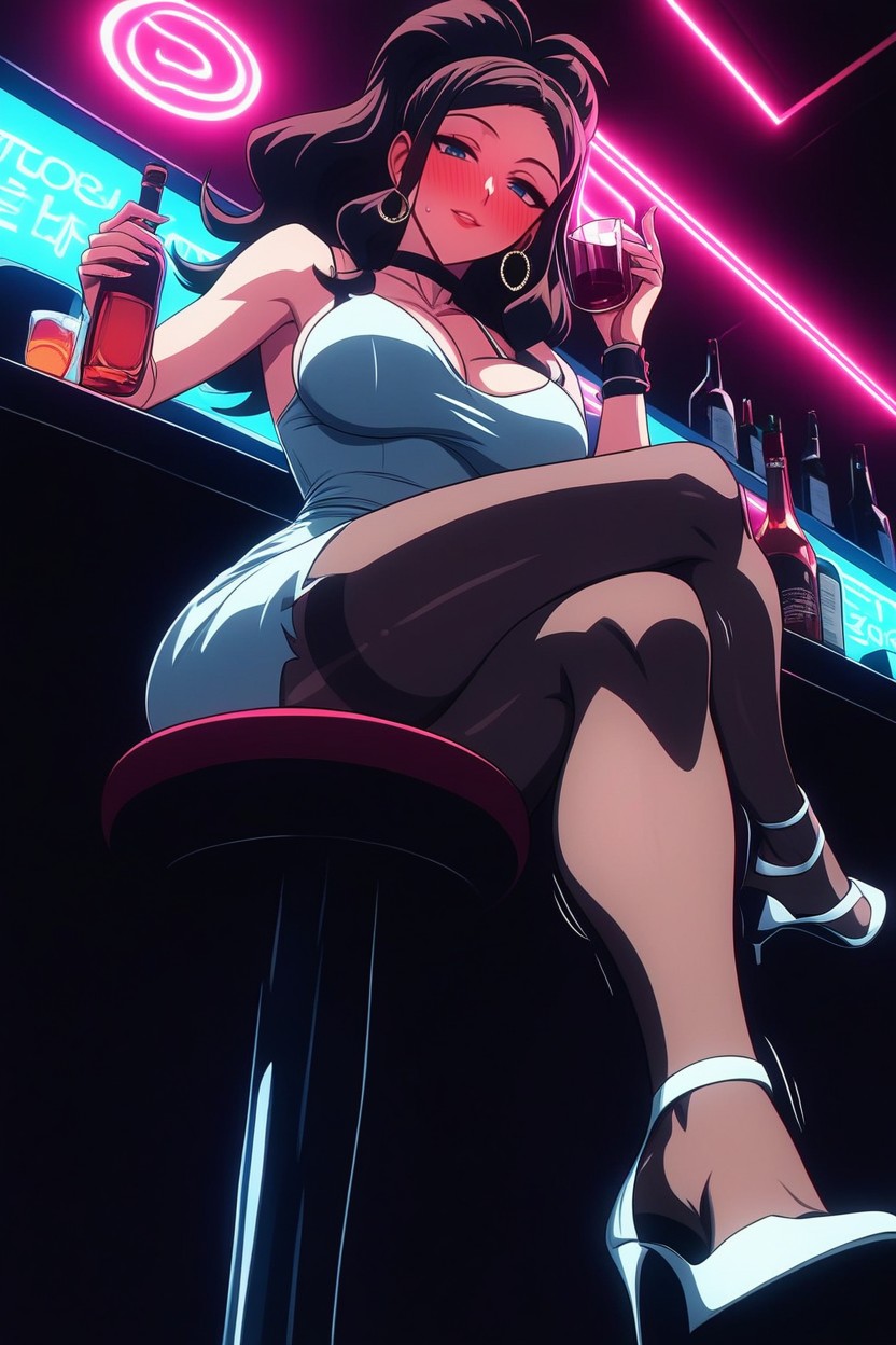 Black Pantyhose, Hourglass Figure, Full-face Blush Hentai AI Porn