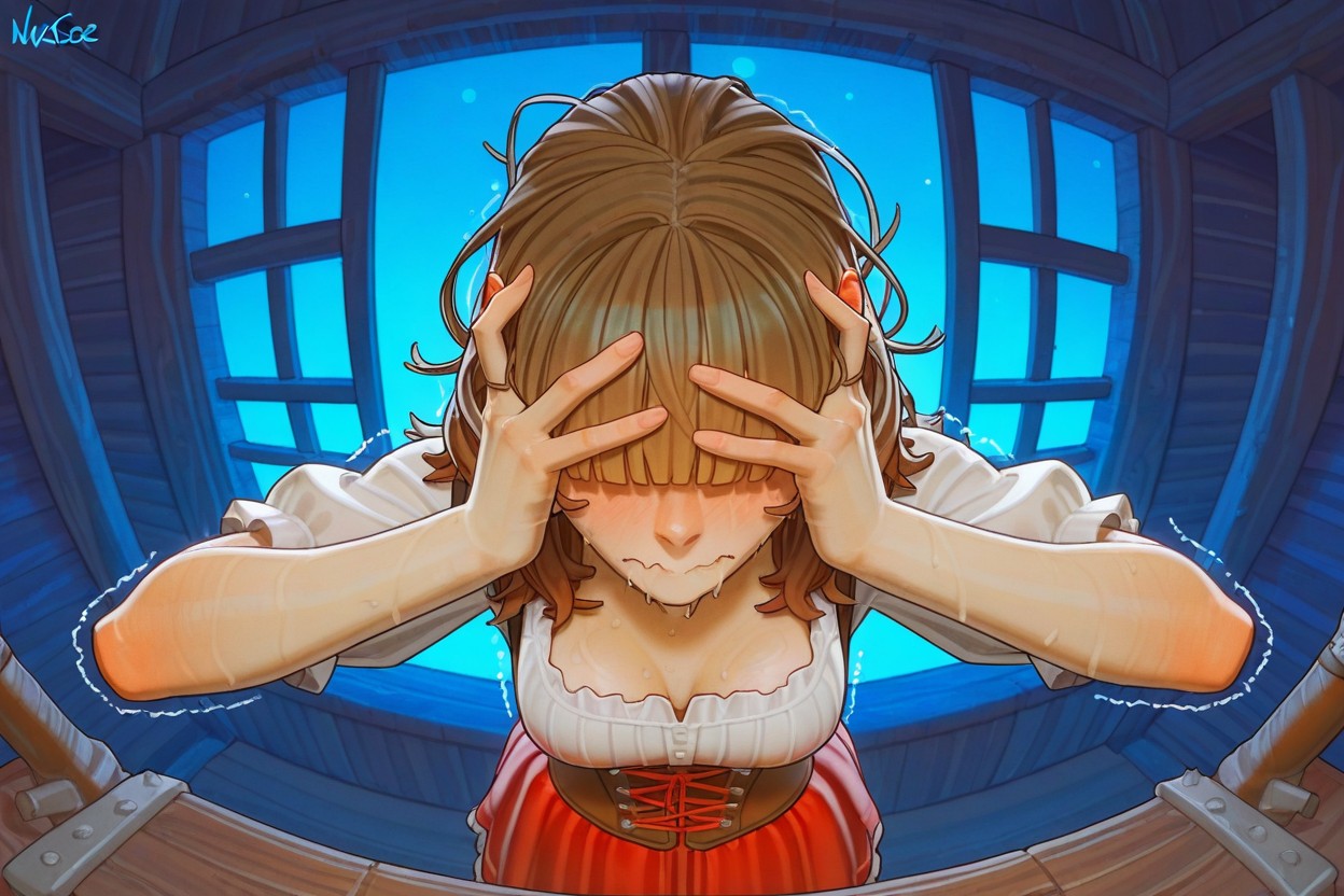 Front View, Brown Hair, Messy Haiy Porno IA Hentai