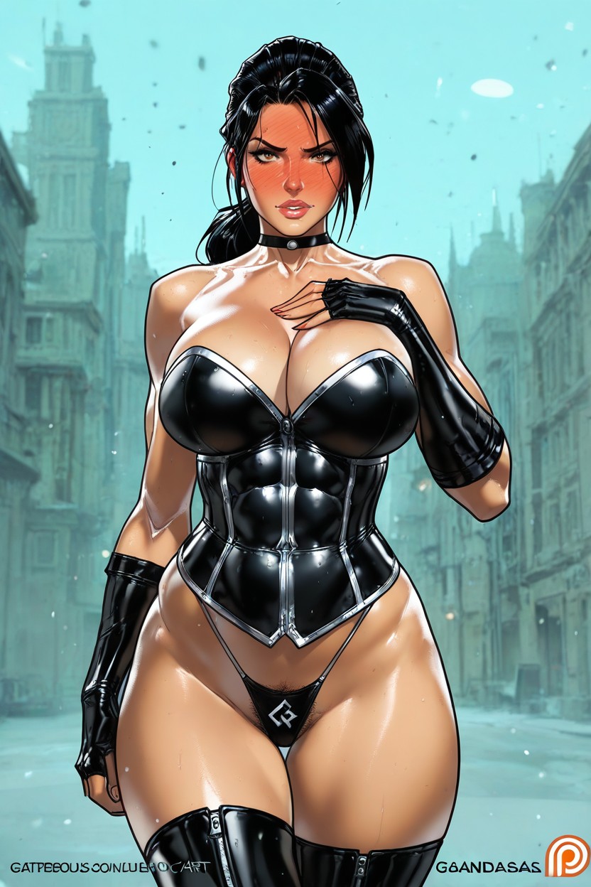 Ponytail, Gorgeus Face Looking At The Viewer, Lara Croft Hentai IA