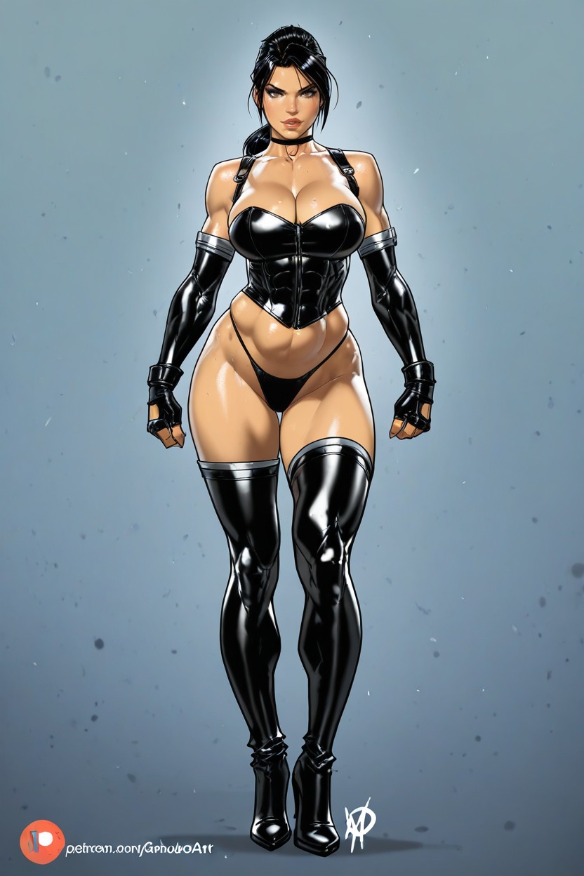High Gloves, Fit Abs Waist, Gorgeous Shaved Cunt Hentai AI Porn