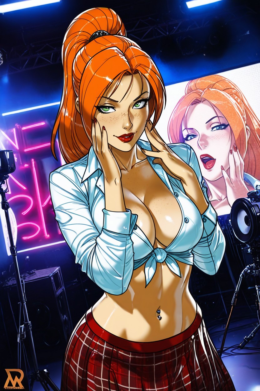 Dynamic Pose, Navel Dot Piercing, Model Hentai IA
