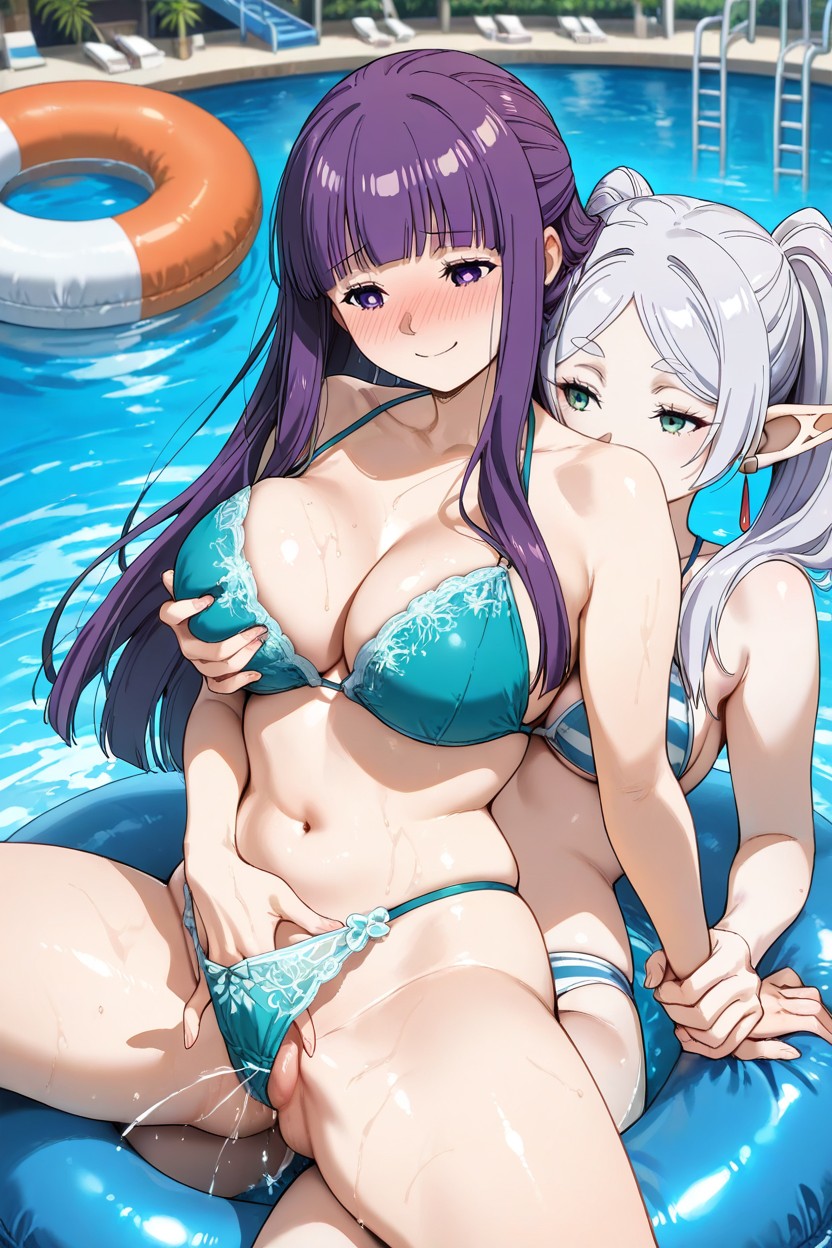 Grabbing Breasts From Behind, Bikini, Inflatable Ring Hentai AI Porn