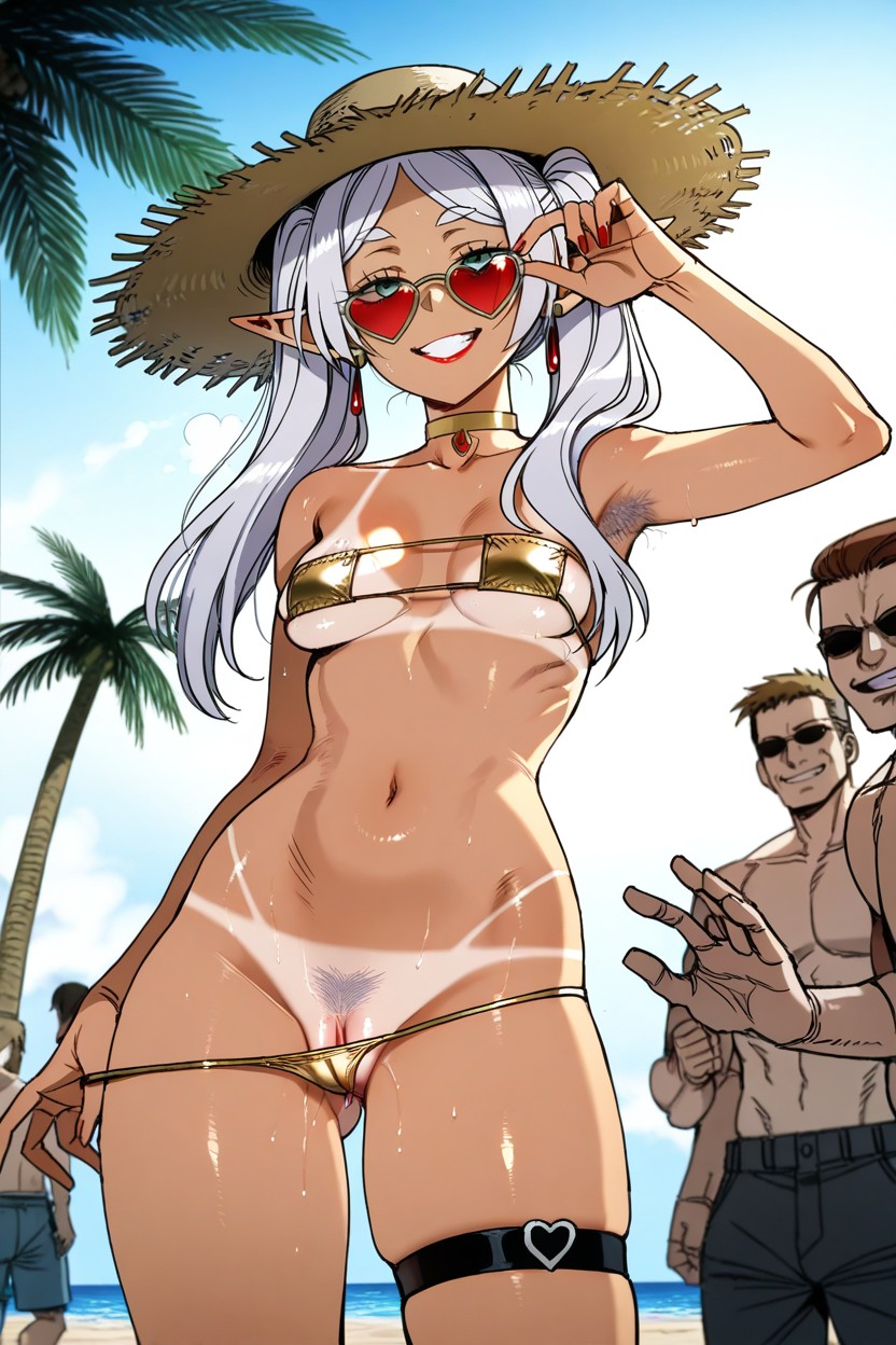 Naked, Heart Shaped Eyewear, Head Slightly Up Hentai AI Porn