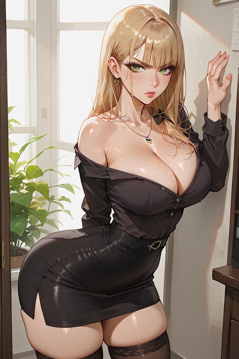 Thigh High Socks, Soft Lighting Highly Detailed, Cleavage 헨타이 AI 포르노