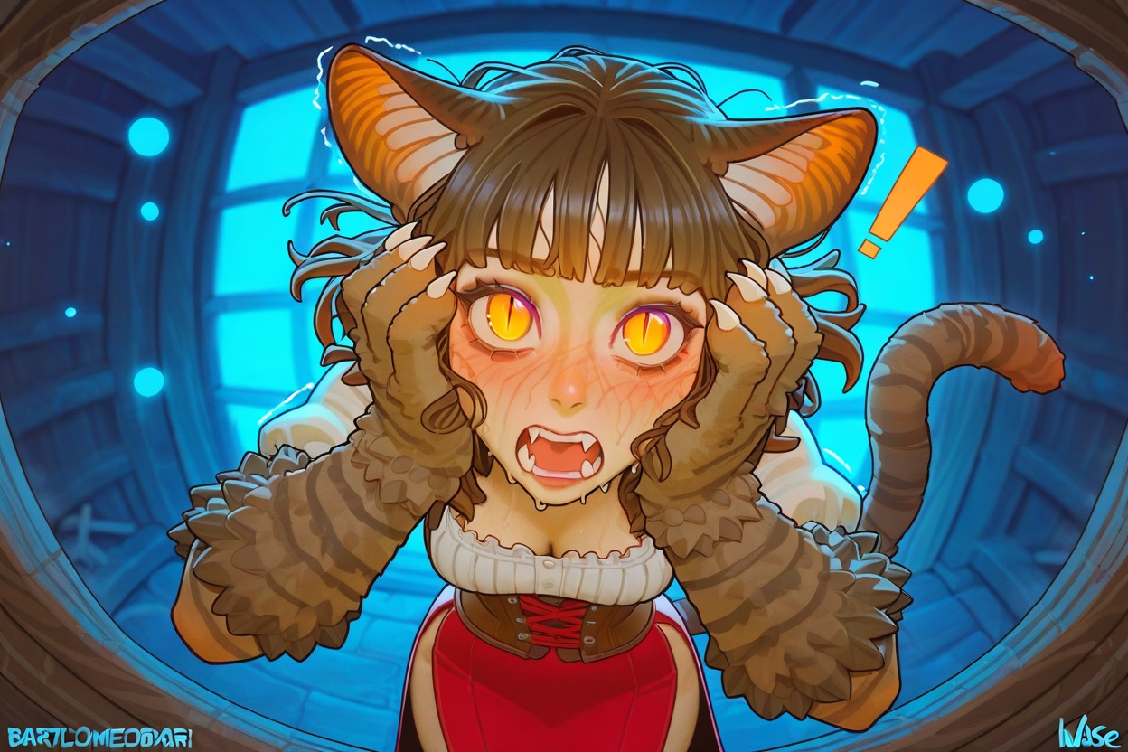 Big Brown Feline Tail, Incase Art, Brown Feline Ears Hentai IA pornografia