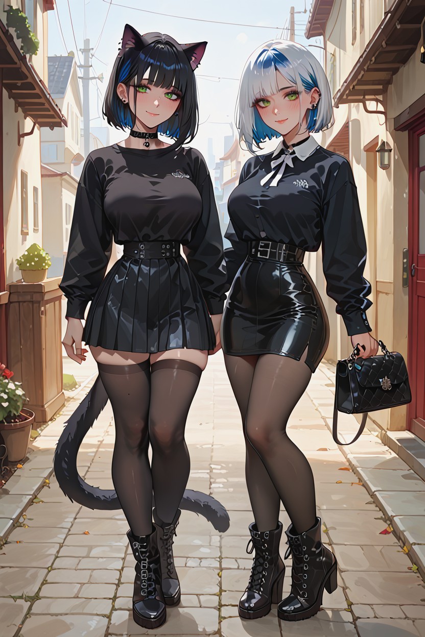 Looking At Viewer, Black Stockings, Fit Hentai IA