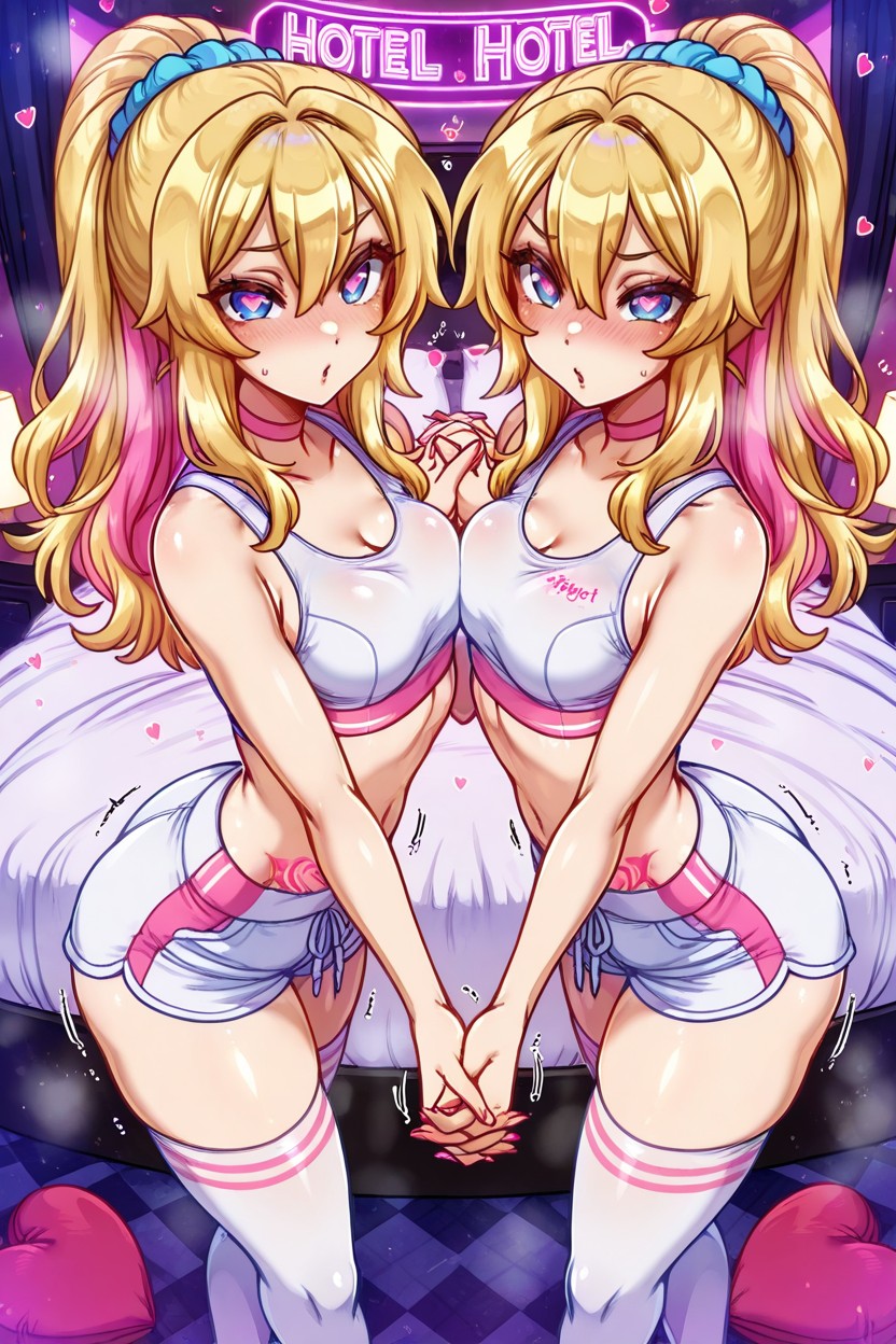 High Resolution, White Thigh High Stockings, Full Face Blush Hentai AI Porn