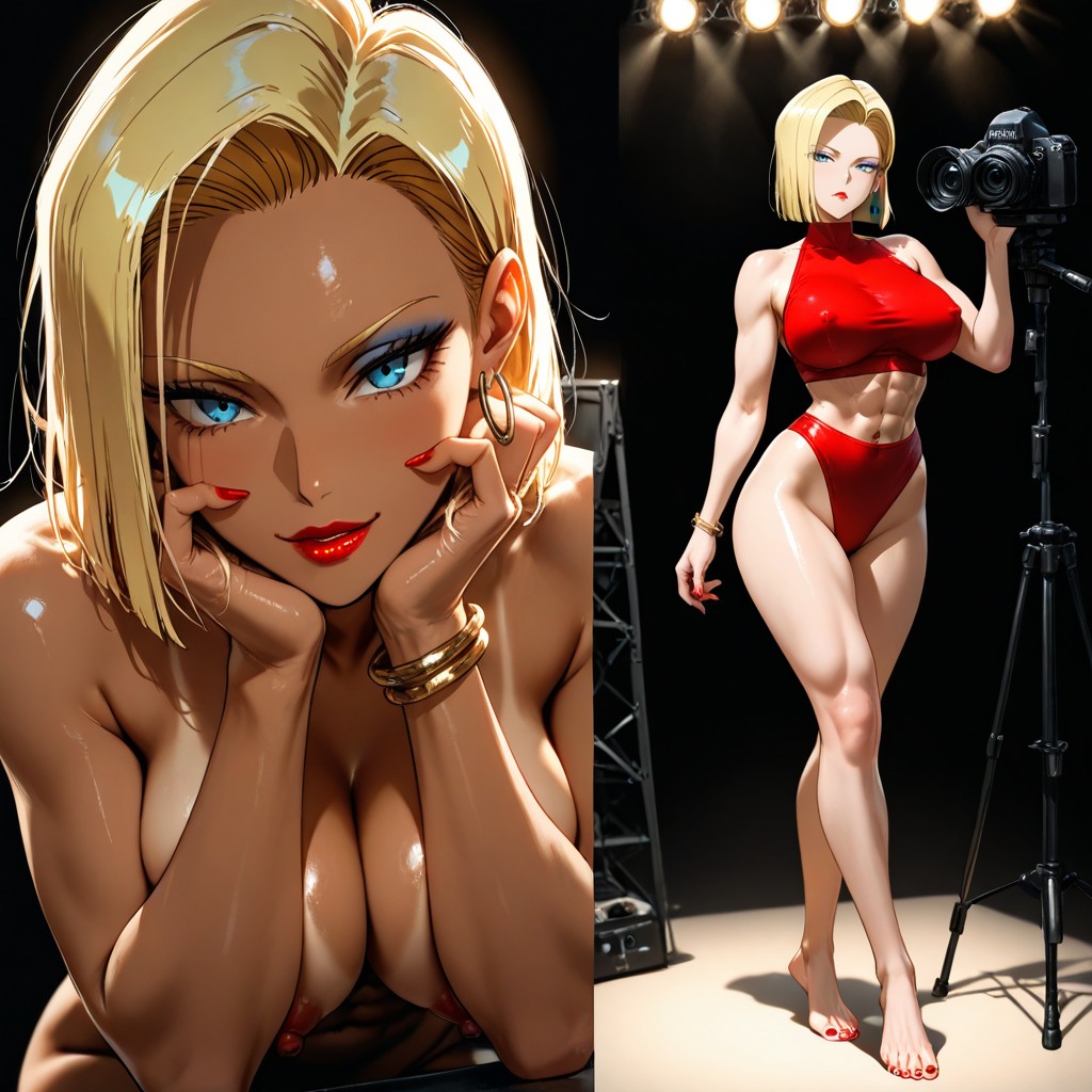 Black Background, Perfect Tits, Cameras On Tripods Hentai AI Porn