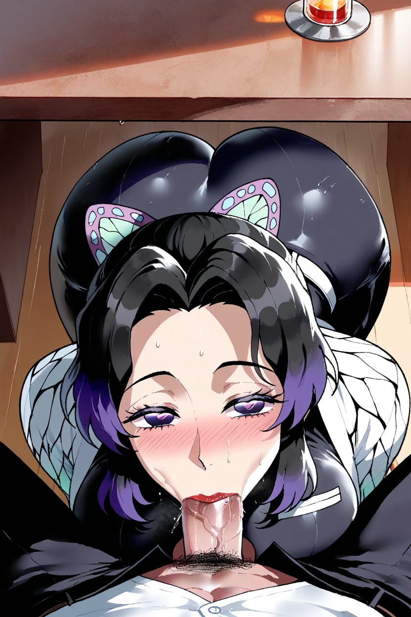 Medium Ass, Purple Eyes, Black Hair Hentai AI Porn