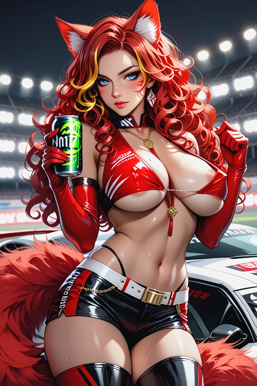 No Underwear, Fluffy Red Foxtail, Extremely Sweaty Hentai IA