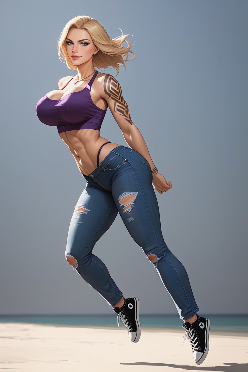 Bras Derrière Le Dos, Floating In The Air, Curvy Hourglass Figure Porno IA Hentai