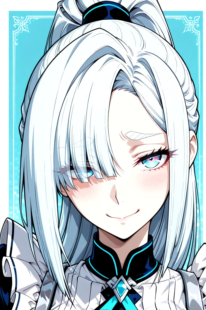Soft Gaze, Soft Hair Shine, Pale Silver-blue Hair Hentai IA pornografia