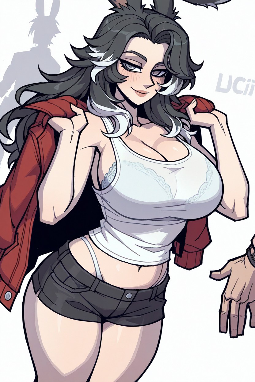 Belly Visible, Black Hair, Vanripper Style Hentai AI Porn