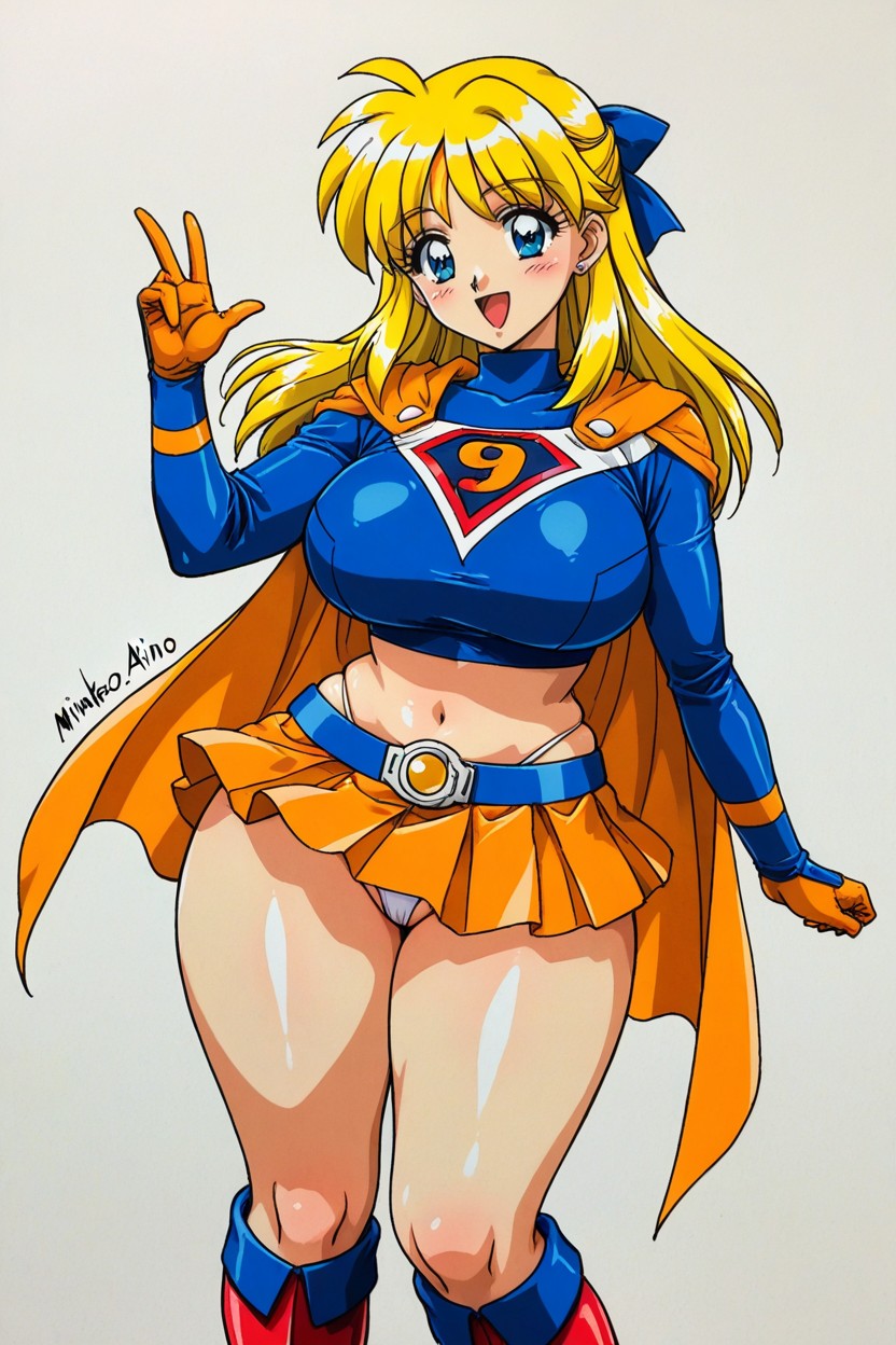 Fingers, Superhero, Orange Miniskirt Hentai AI Porn