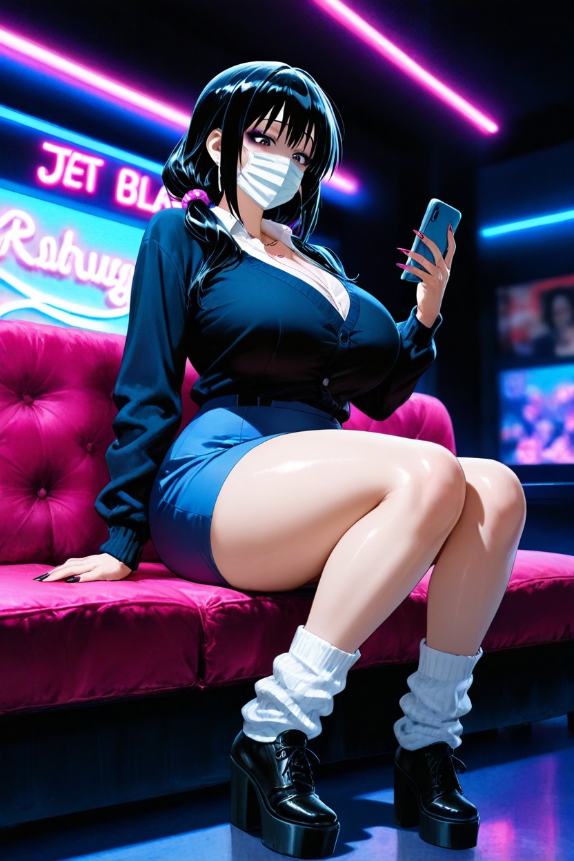Black Hair, Low Light, Neon Lights Porno IA Hentai