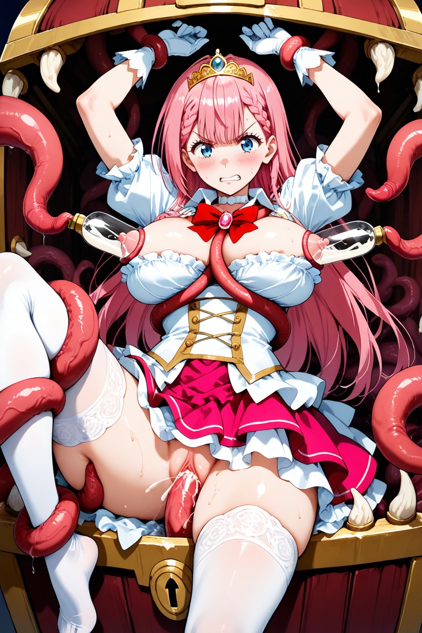 Skinny, Milking Machine, Pink Oval Gem On The Collar Hentai AI Porn