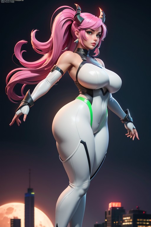 Soft Feminine Skin Features, Wide Curvy Waist, Pechos Medianos Hentai IA