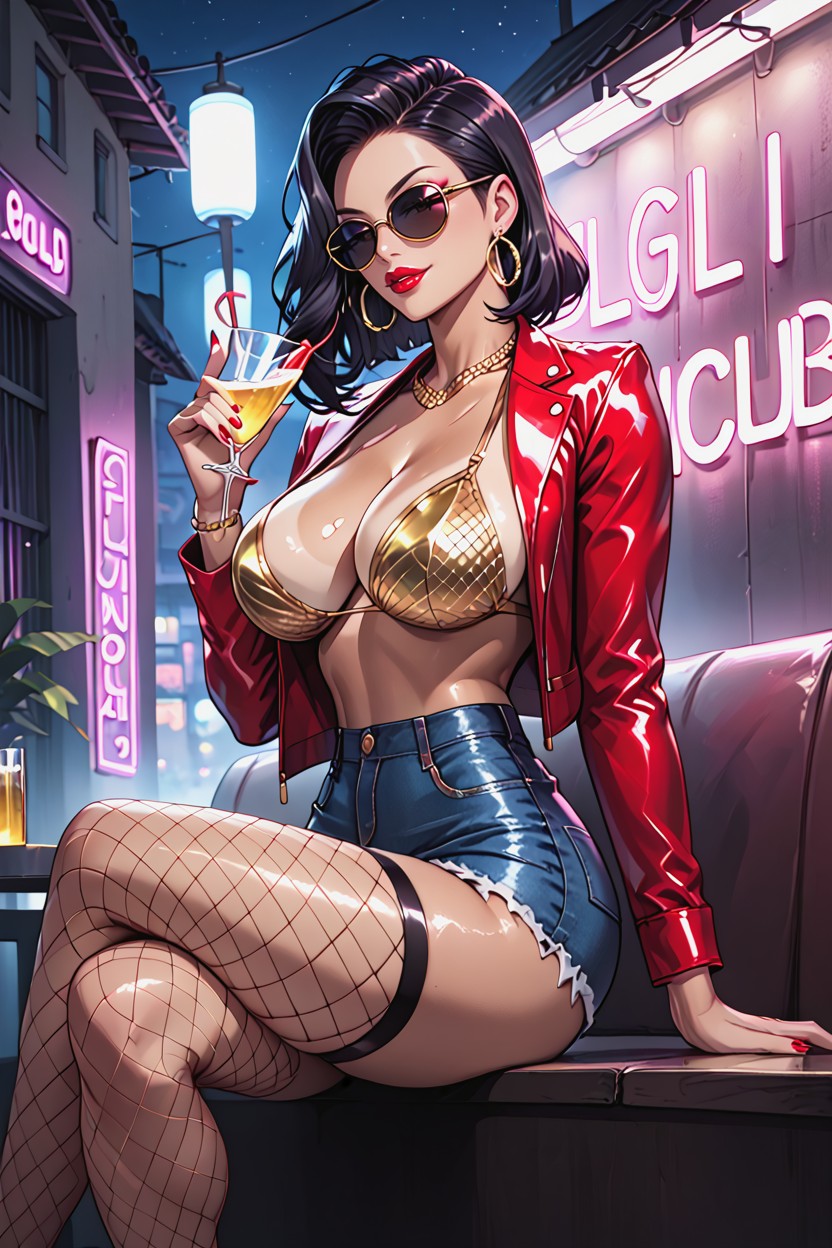 Super, Gold Latex Push Up Bra, Night Club Porno IA Hentai