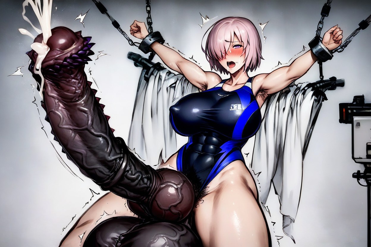Wearing Competitive Swimsuit, Soft Body Proportions, Vogelansicht Hentai KI Porno