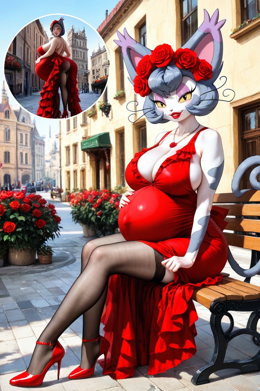 Heavily Pregnant, Detailed Facial Depictions, Model Body Hentai IA