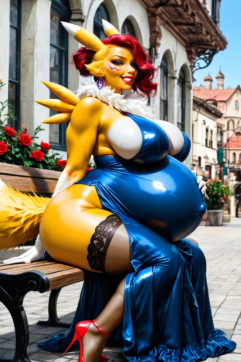 Heavily Pregnant, Spanish Town, Gigantic Wide Round Belly ヘンタイAIポルノ