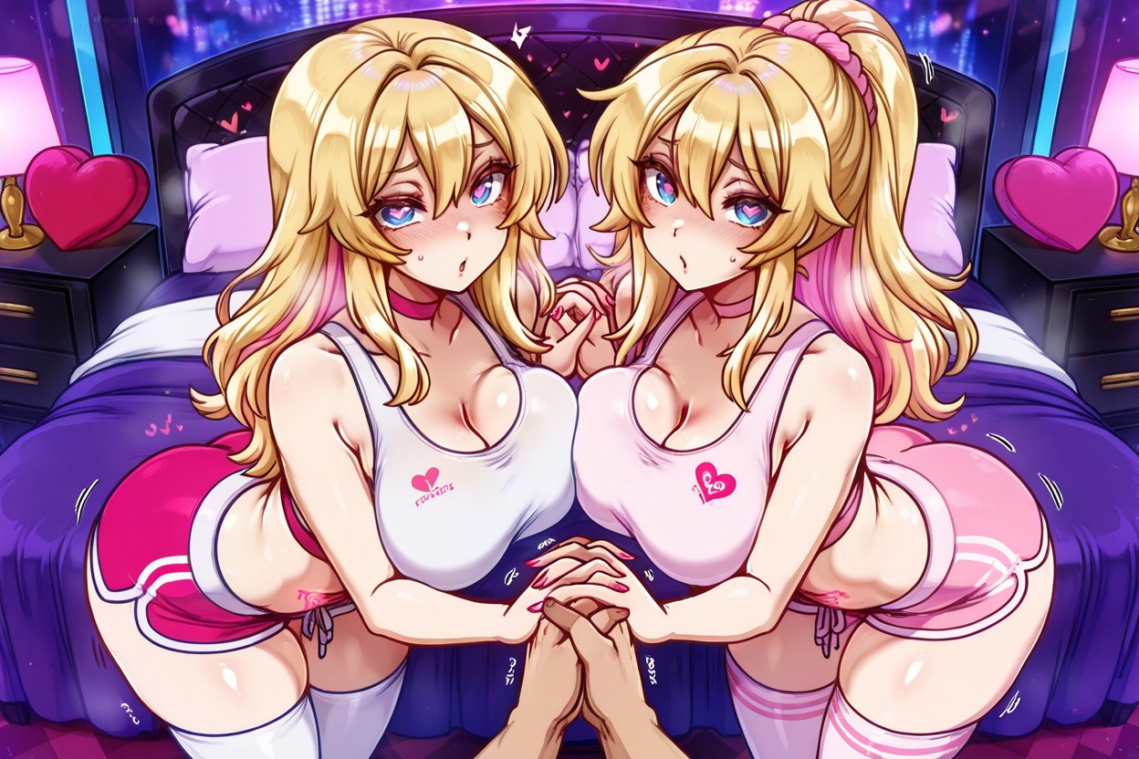 Pink White Sports Bra, Wide Waist, 18+ Hentai AI Porn