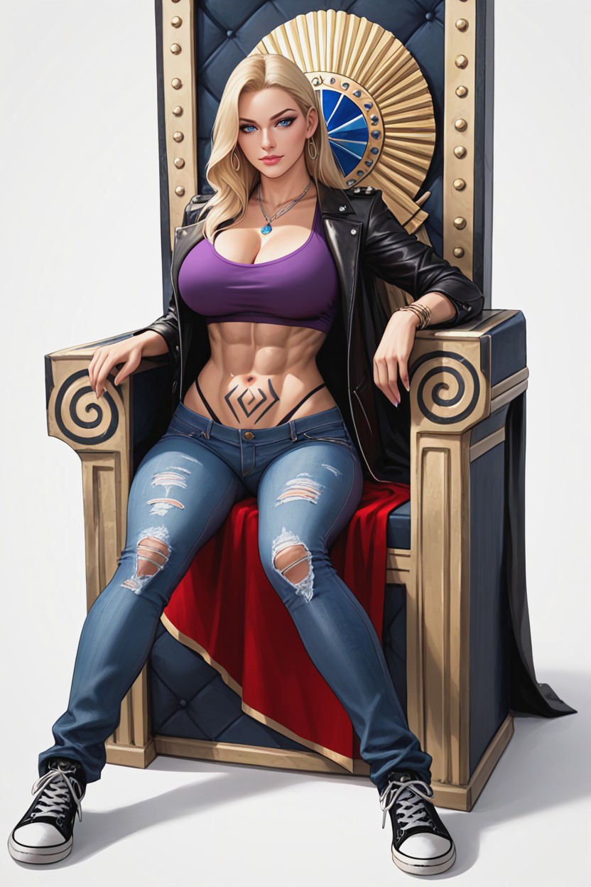 Pechos Masivos, Pelo Rubio, Curvy Hourglass Figure Hentai IA
