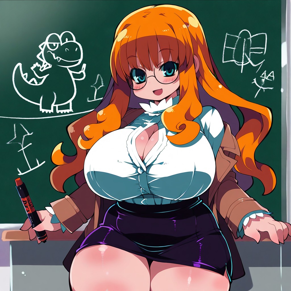 Cleavage, Huge Breasts, Curvy Woman Hentai AI Porn