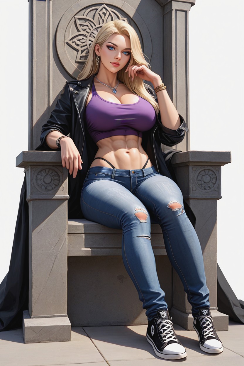 Cheveux Blond, Curvy Hourglass Figure, Large Breasts Porno IA Hentai