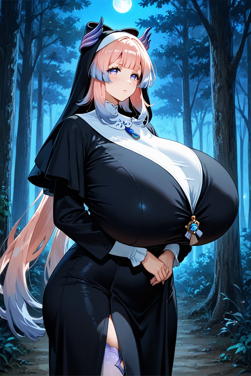 Extra Gigantic Breasts, Night, Nun Habit AI黄漫