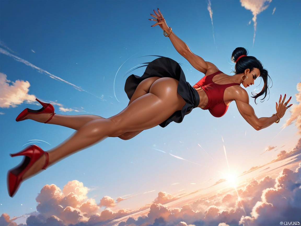 Red Nails, Perfect Image, Flying In Forward Motion Hentai IA