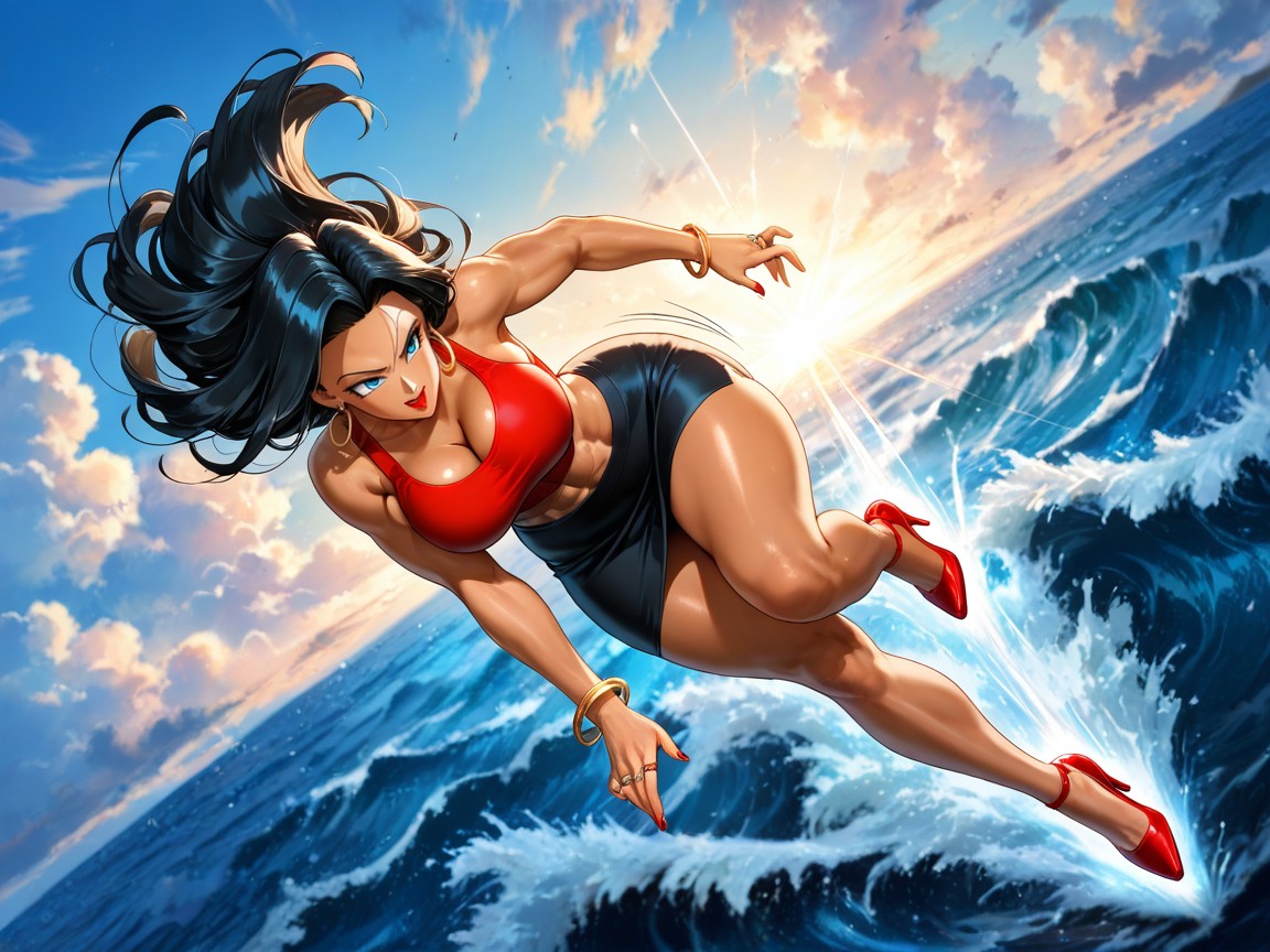 Floating In The Air, Detailed Face, Speed Blur Hentai IA
