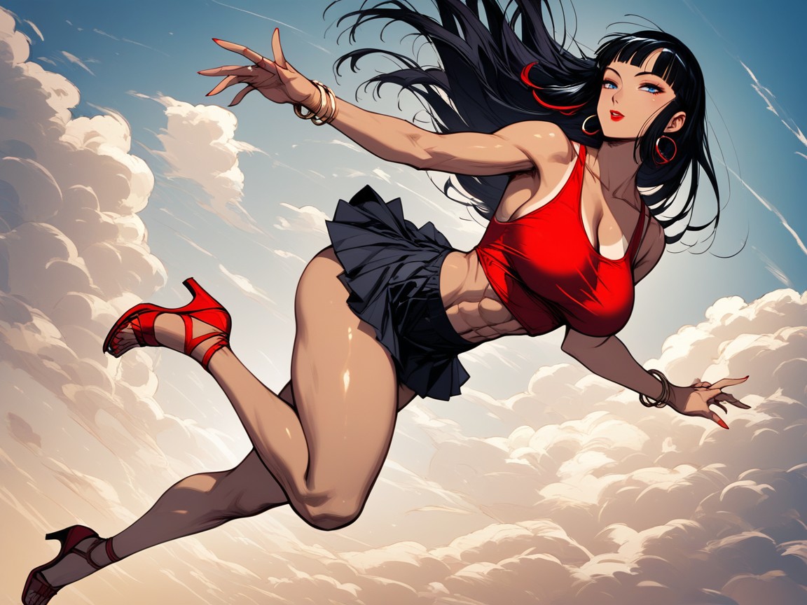 Speed Lines, Tanned Skin, Long Length Hentai AI Porn