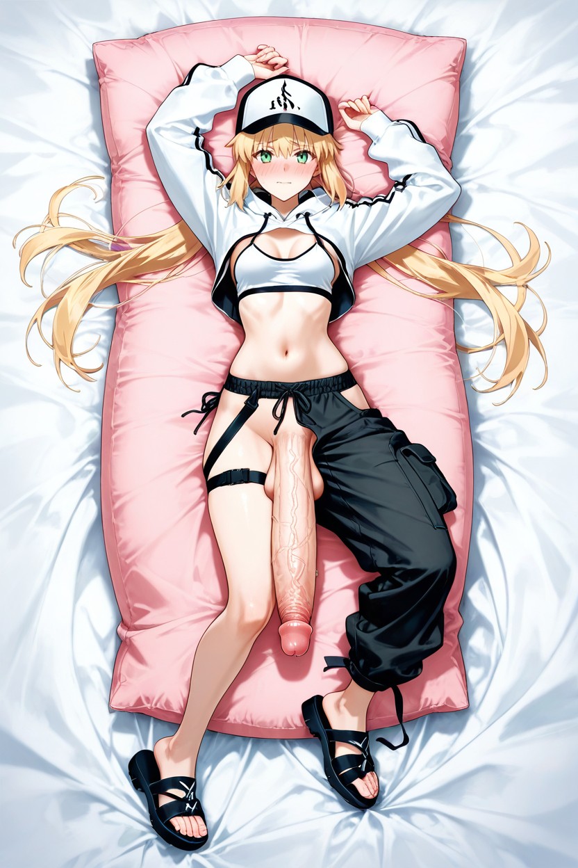Strictly From A Top-down Perspective, Exclusively Focused On A Single Character, Arm Raised To Her Brow Hentai IA