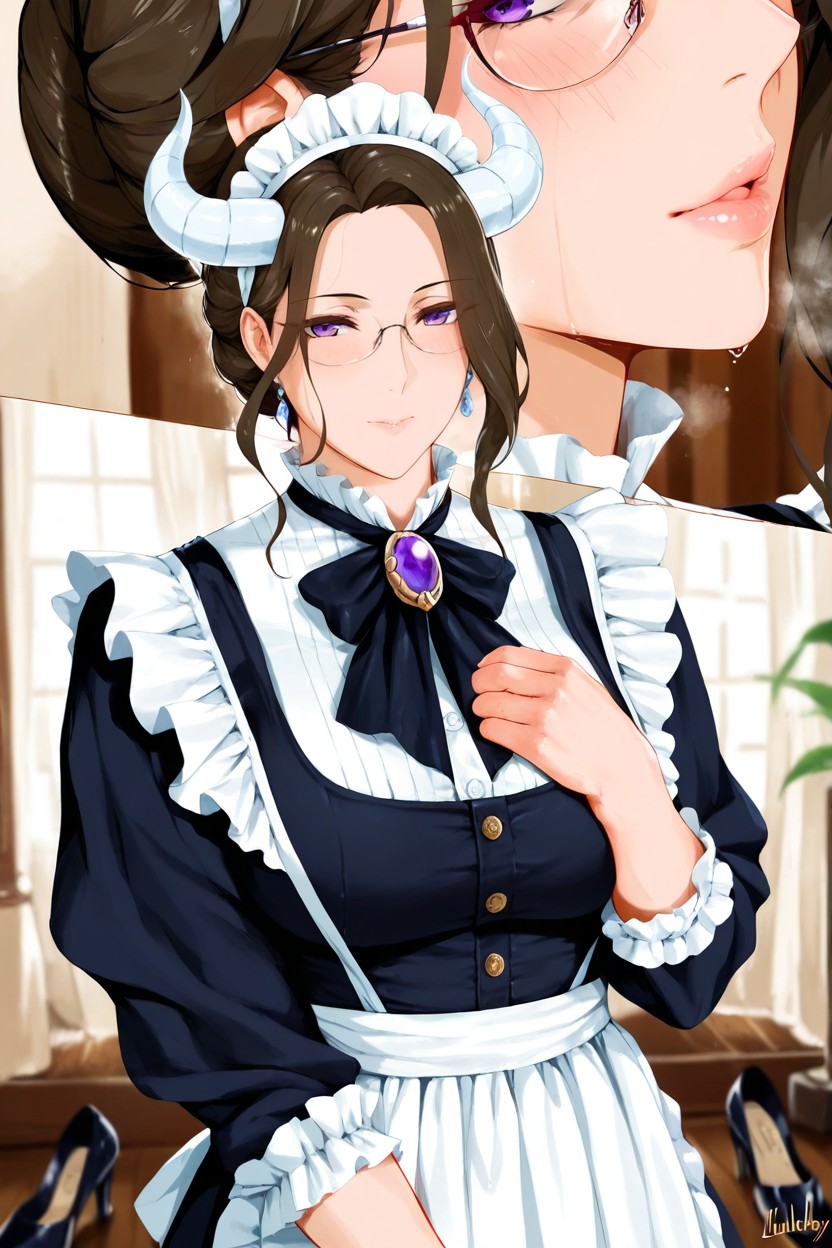 Close-up View, Art Style Of Laserflip, Hair Covering One Eye Hentai IA