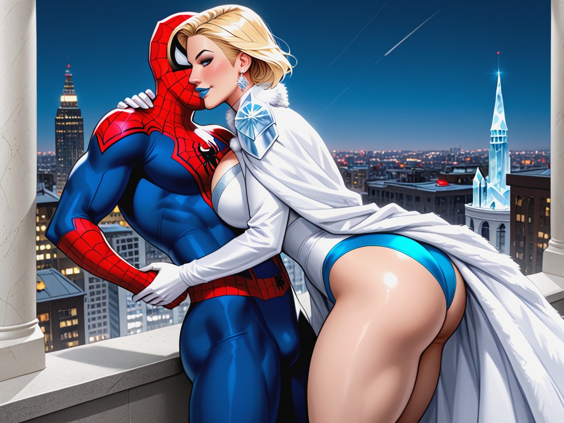 Emma Bent Over, Emma Frost And Spiderman, Ice Blue Panties Hentai AI Porn