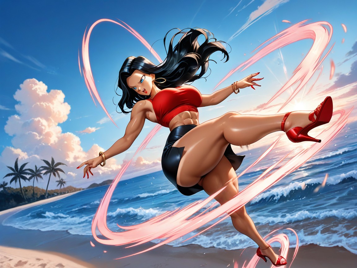 Flying Pose, Falda Corta, Clouds Hentai IA