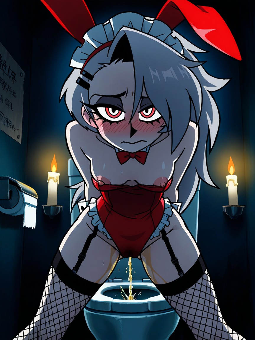 Frilled Leotard, Holding Card, Side Lighting 헨타이 AI 포르노