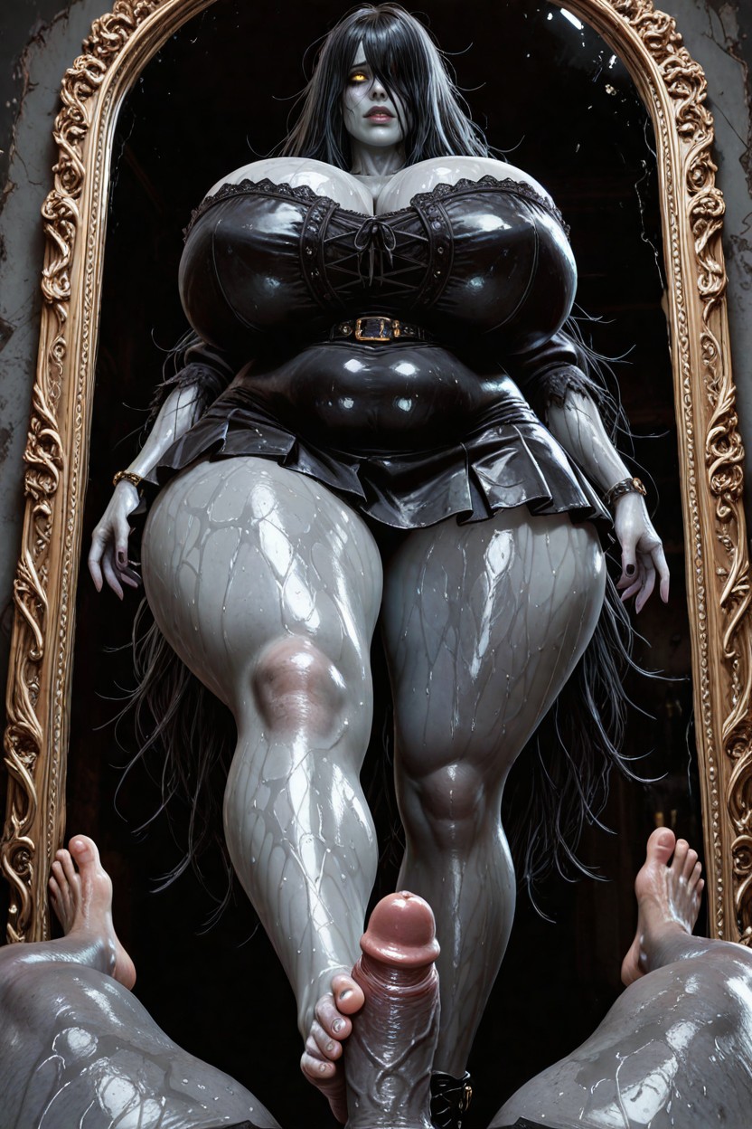 Pale Skin, Detailed Toes,near Mirror, Beautiful Face Hentai IA