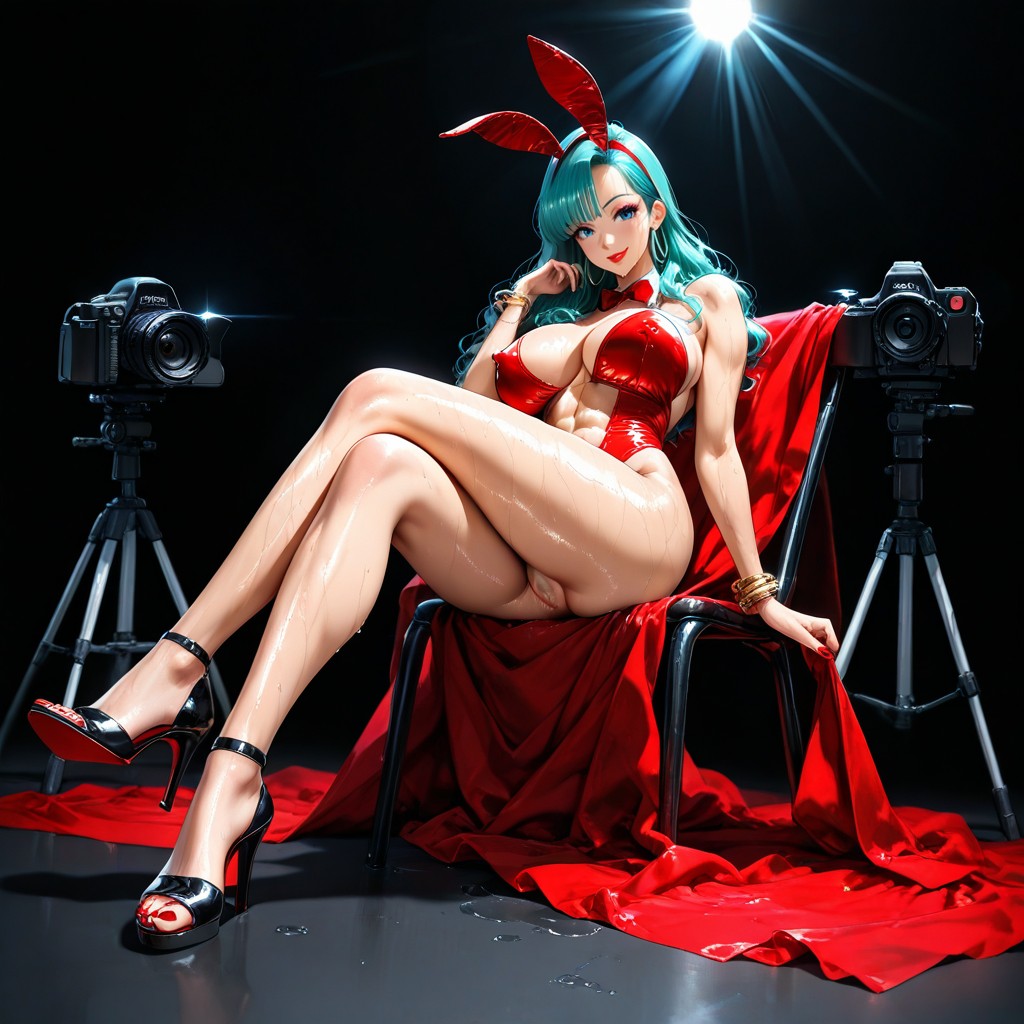 Posing For Erotic Photos In Different Positions, Erotic, Cabello Turquesa Hentai IA