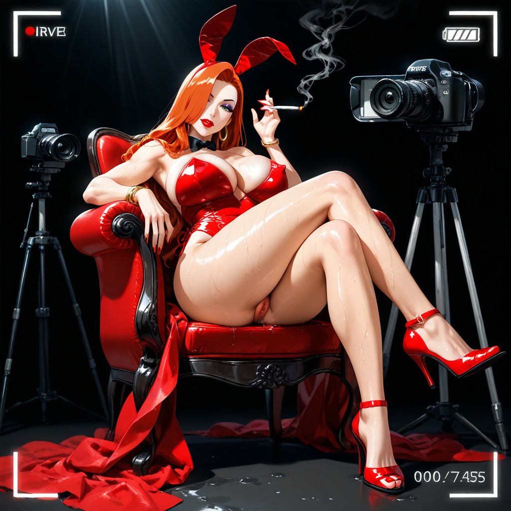 棕褐色线条, Camera Flash From Camera, Posing Like A Slut AI黄漫