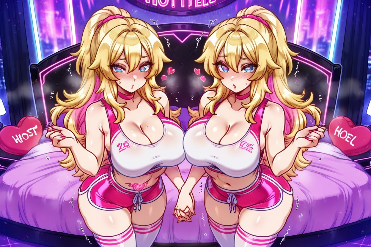 Women, Pink Inner Hair, Interlocked Fingers Hentai IA pornografia