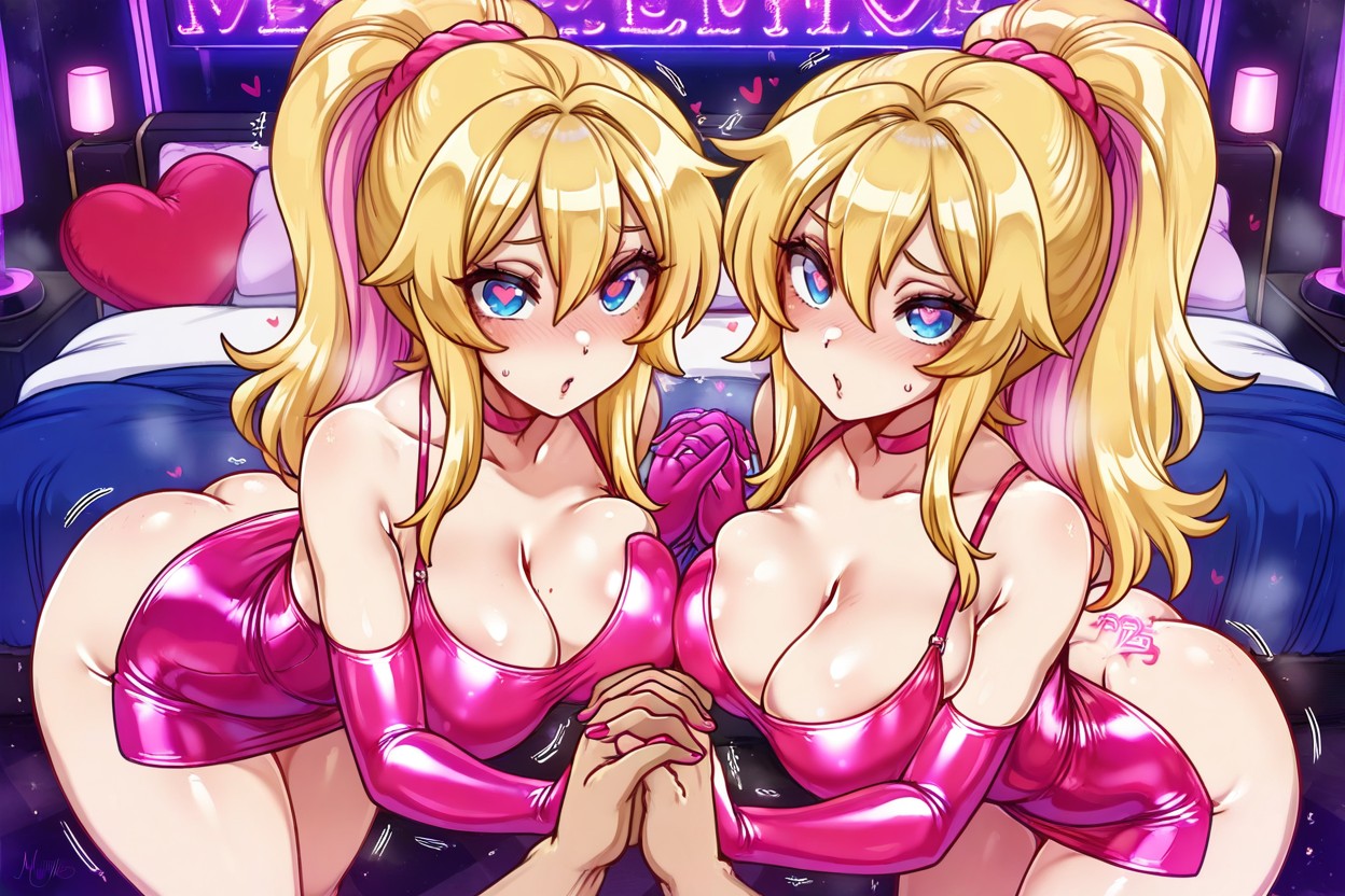 Volumptious Body, O Face, Pink Latex Gloves Hentai AI Porn