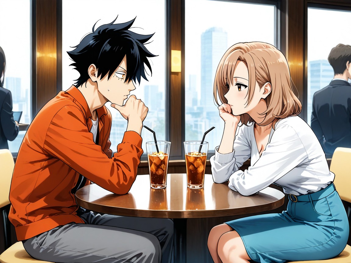 Look At Partner, Side-by-side, Cafe Hentai AI Porn