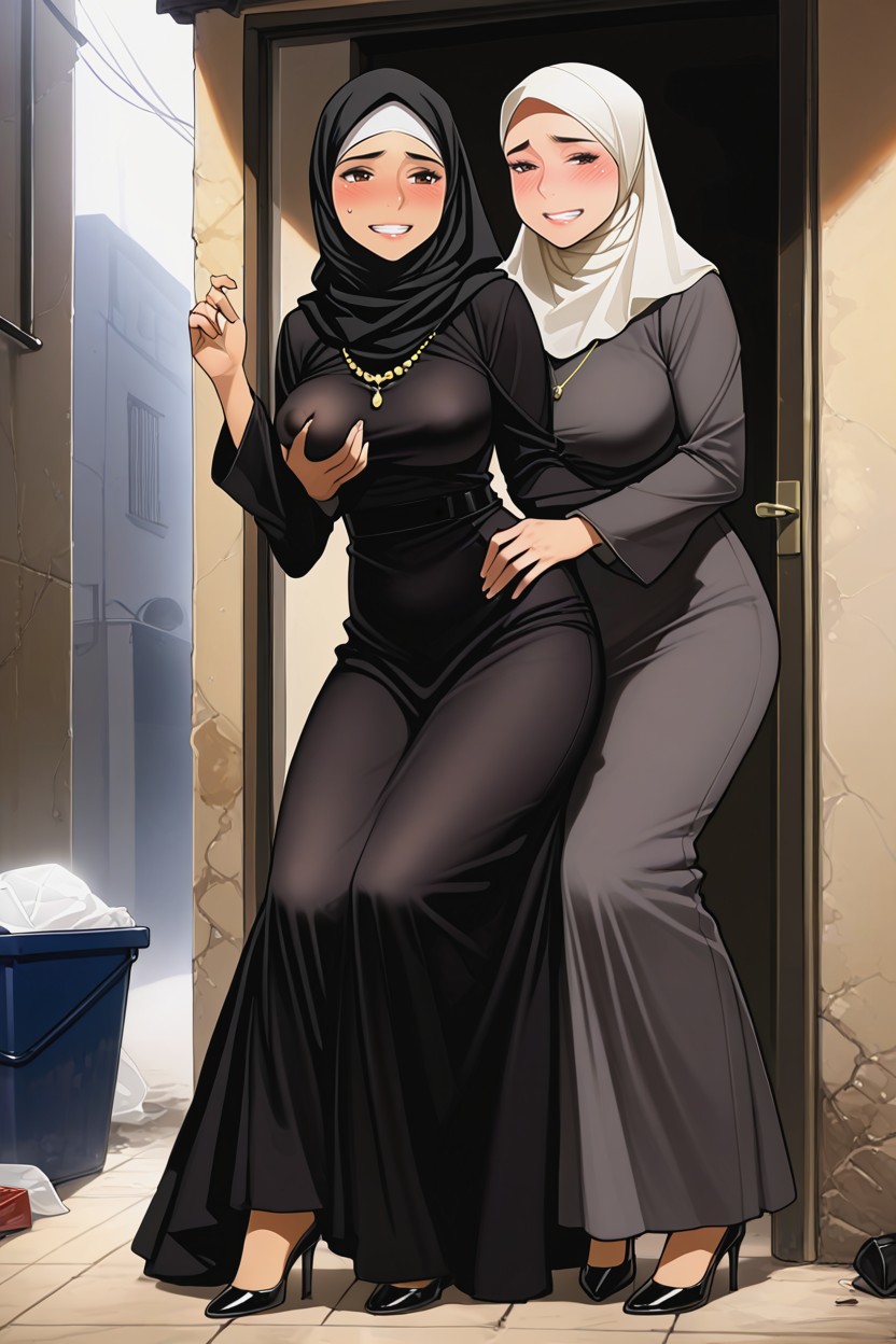 Groping Over The Garment Showing No Skin, Saisir Les Seins, Hijab Women Lesbian Groping Porno IA Hentai