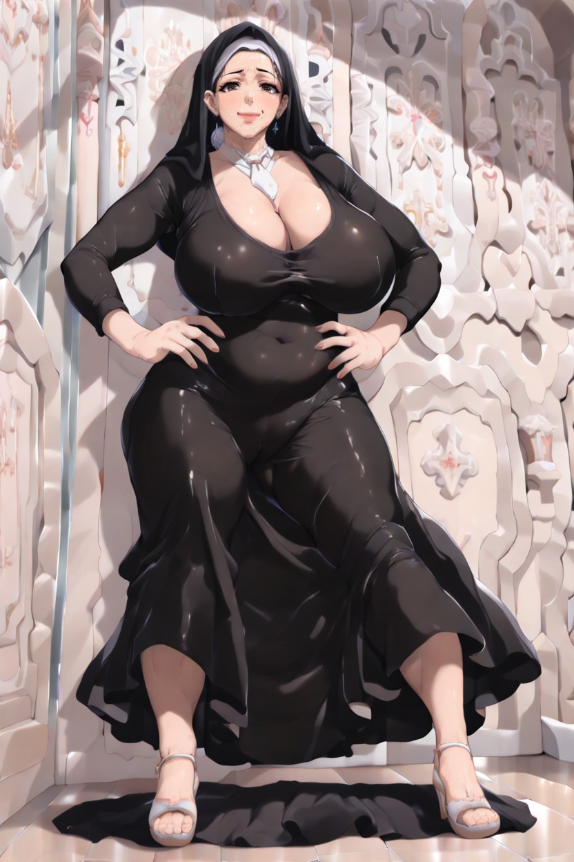 Shy Face, Super Bottom Heavy Build, Huge Breasts Porno IA Hentai