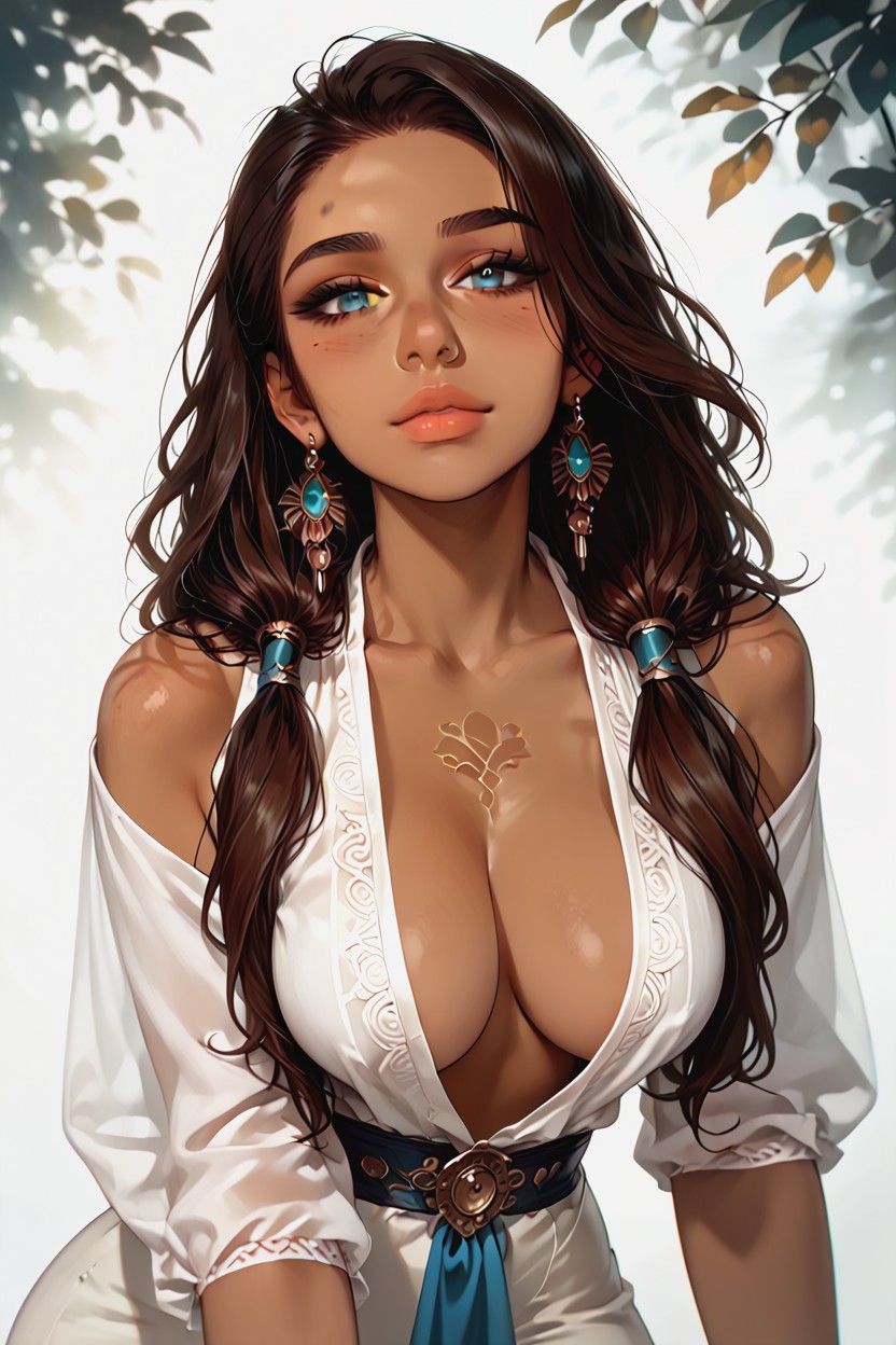 Happy, Low-tied Long Hair, Cyan Blue Eyes Hentai AI Porn